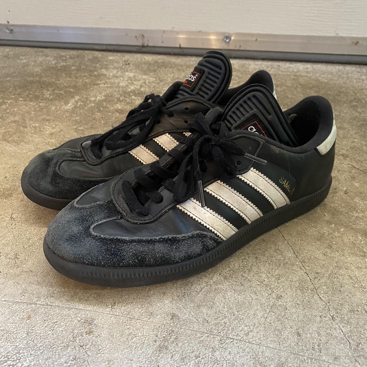 Vintage Black Adidas Sambas Size 7 1/2. Well worn,... - Depop