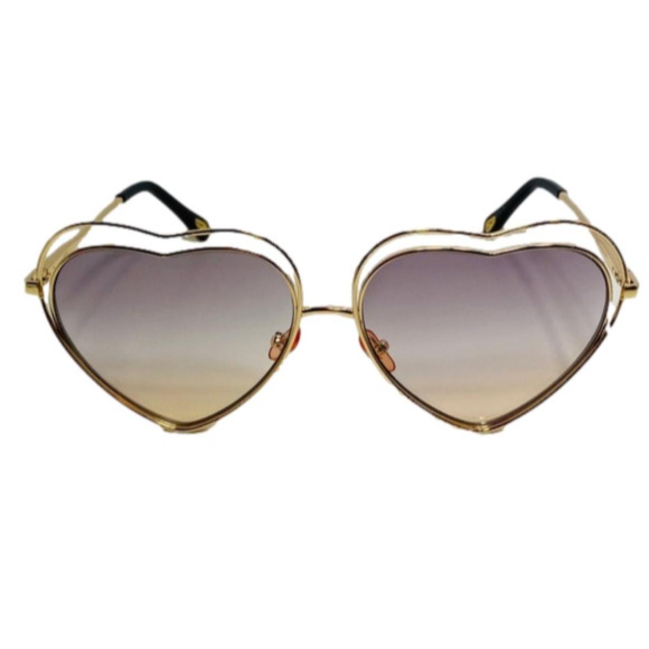 Buy Dollger Heart Sunglasses Thin Metal Frame Lovely Aviator Style for  Women(Brown Gradient Lens+Gold Frame) at Amazon.in