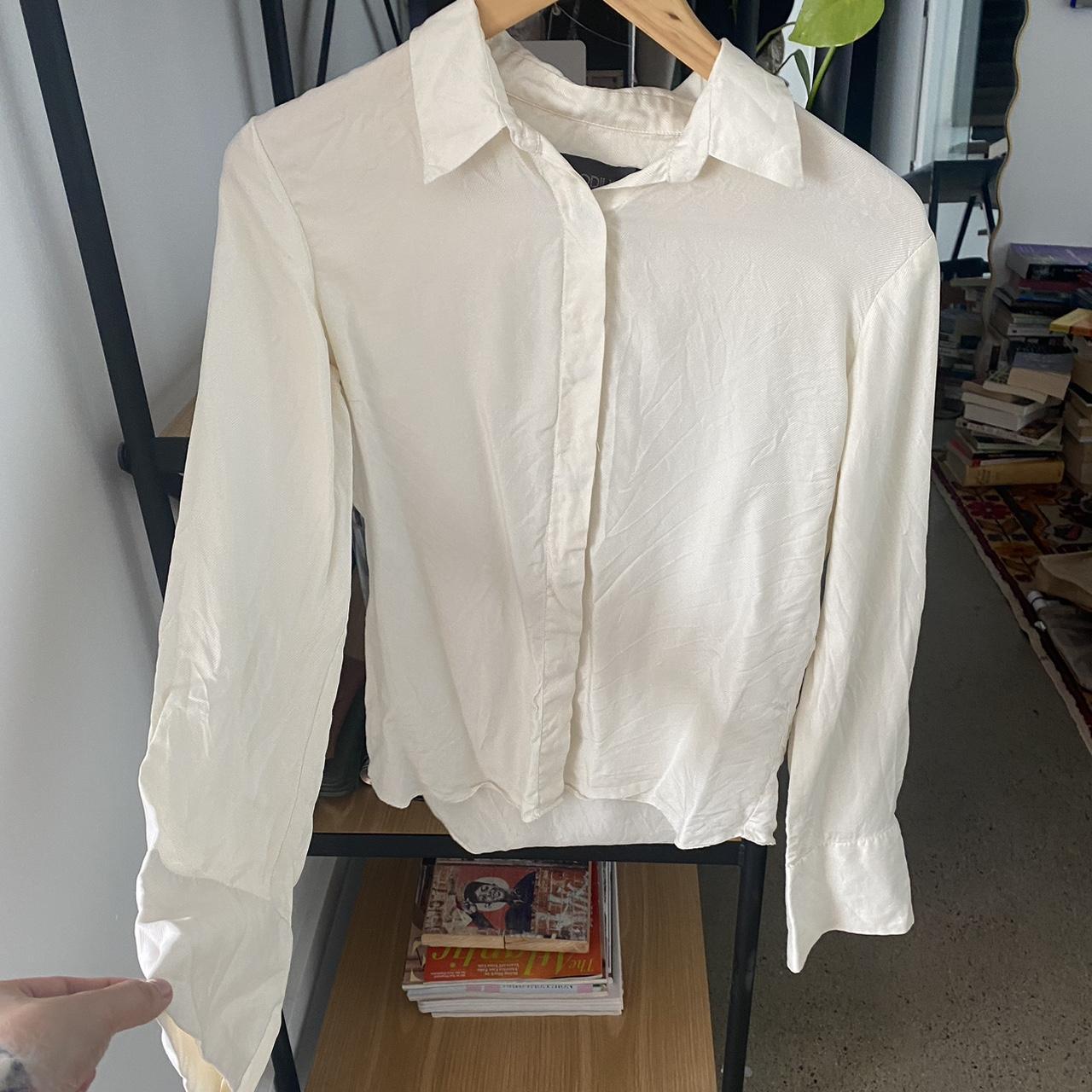 Antipodium 100% silk cream shirt size 10 AU,... - Depop