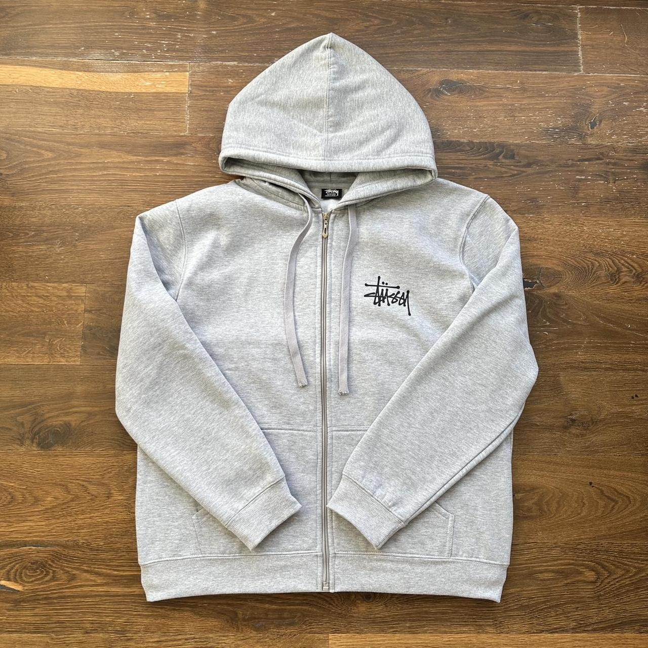 Stüssy Zip-Up Hoodie Grey Size M Used - Decent... - Depop