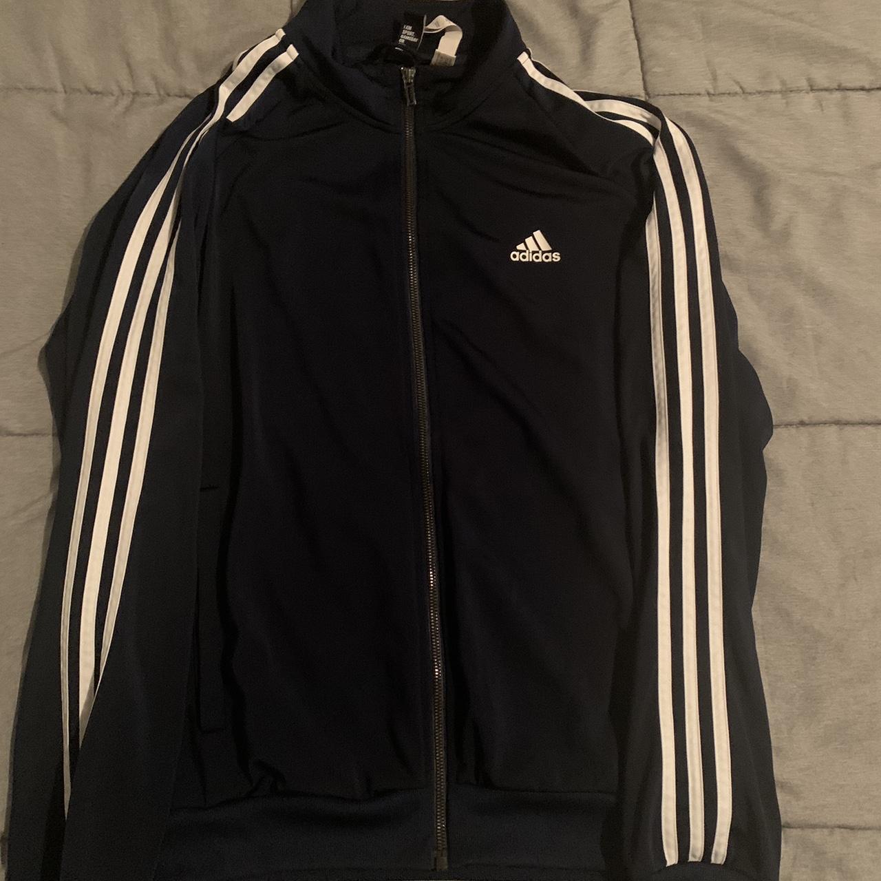 Adidas Navy Lightweight Jacket Size:M... - Depop