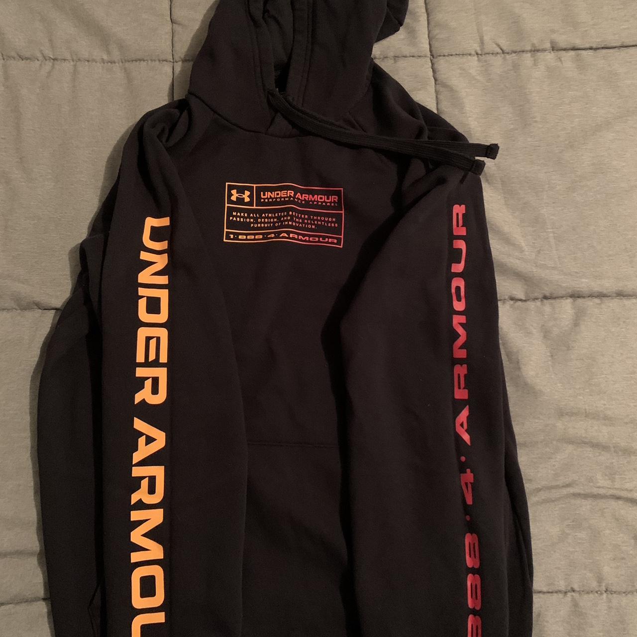 Red black under on sale armour hoodie