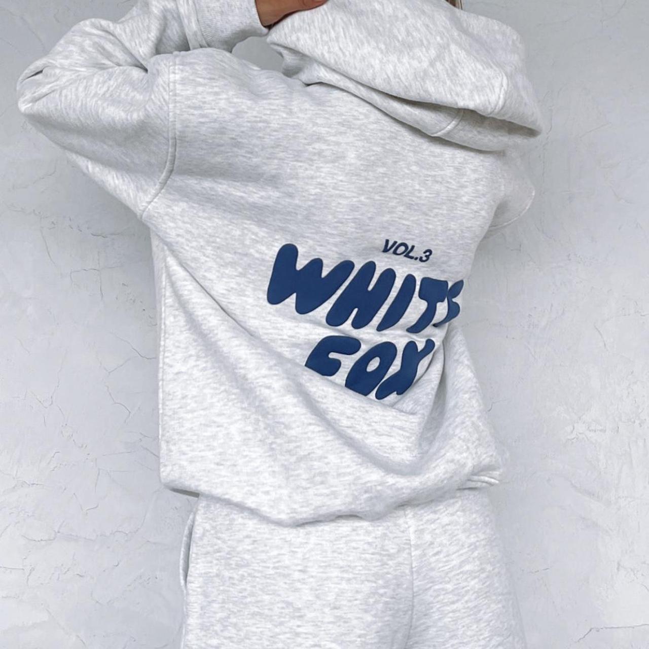 white fox hoodie xs blue and light grey barley... Depop