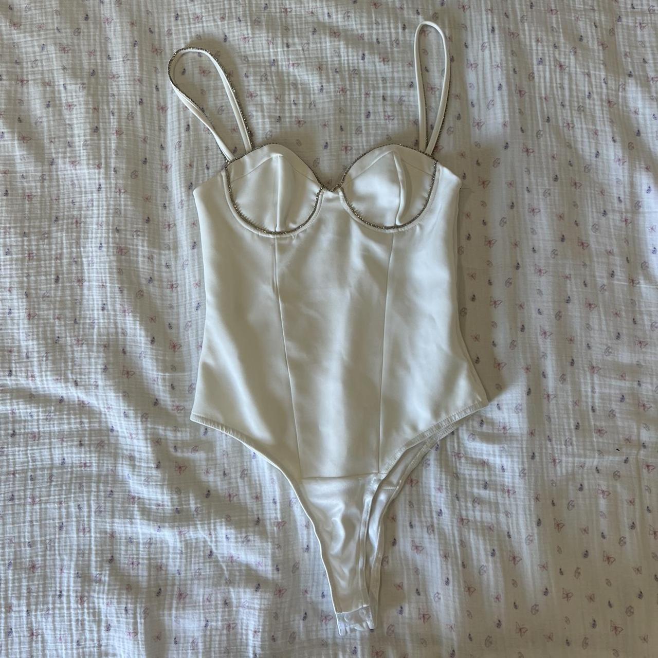 Zara rhinestone bodysuit 🫶🏻 defect on rhinestones as... Depop