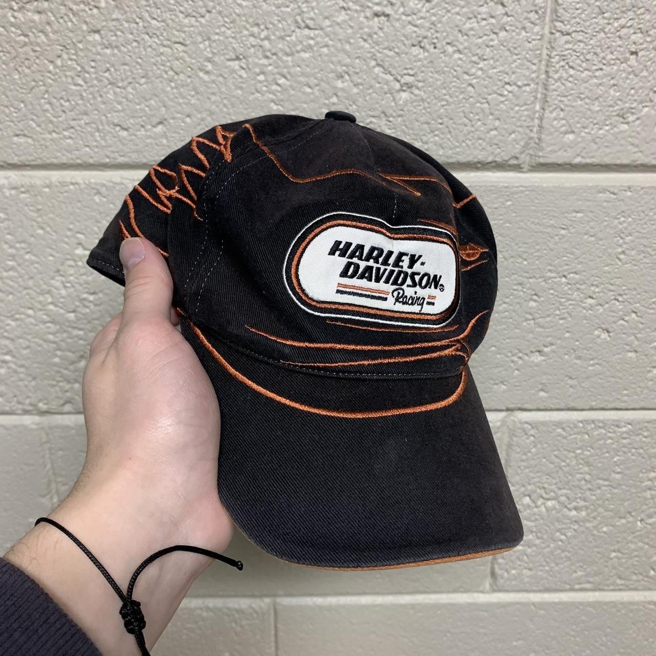 Harley Davidson Men's Black and Orange Hat