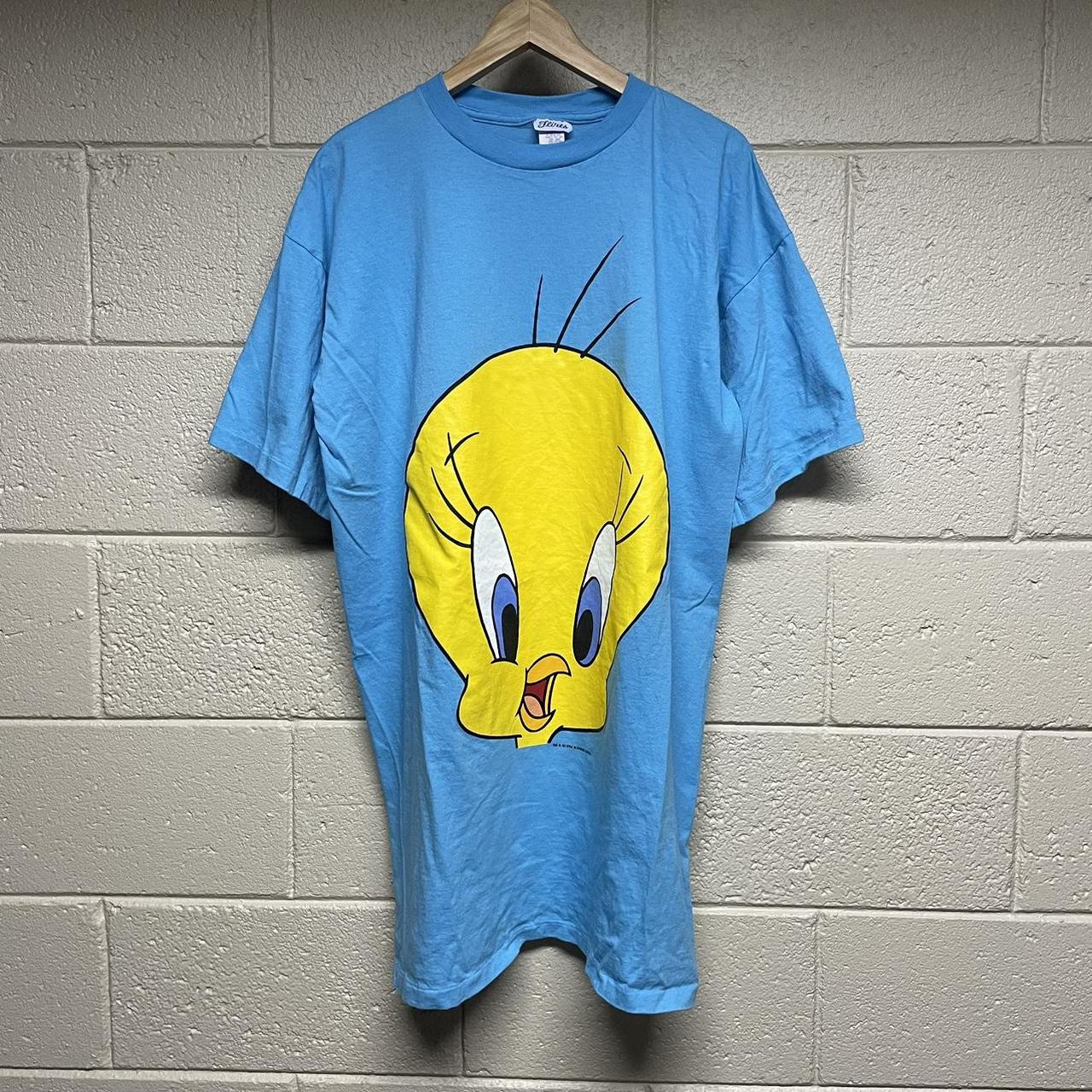 Looney Tunes Women S Blue And Yellow T Shirt Depop