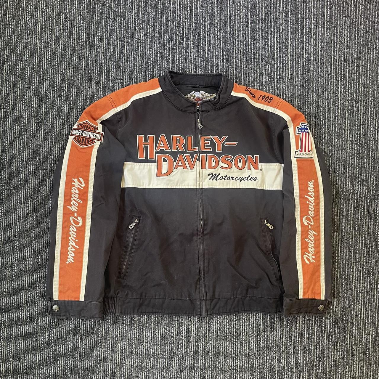 00s Harley Davidson Racing Style Jacket • Size:... - Depop