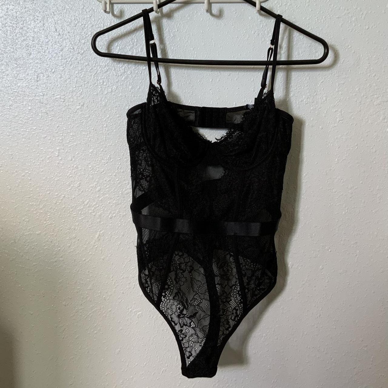 black lace thong bodysuit brand macys size... Depop