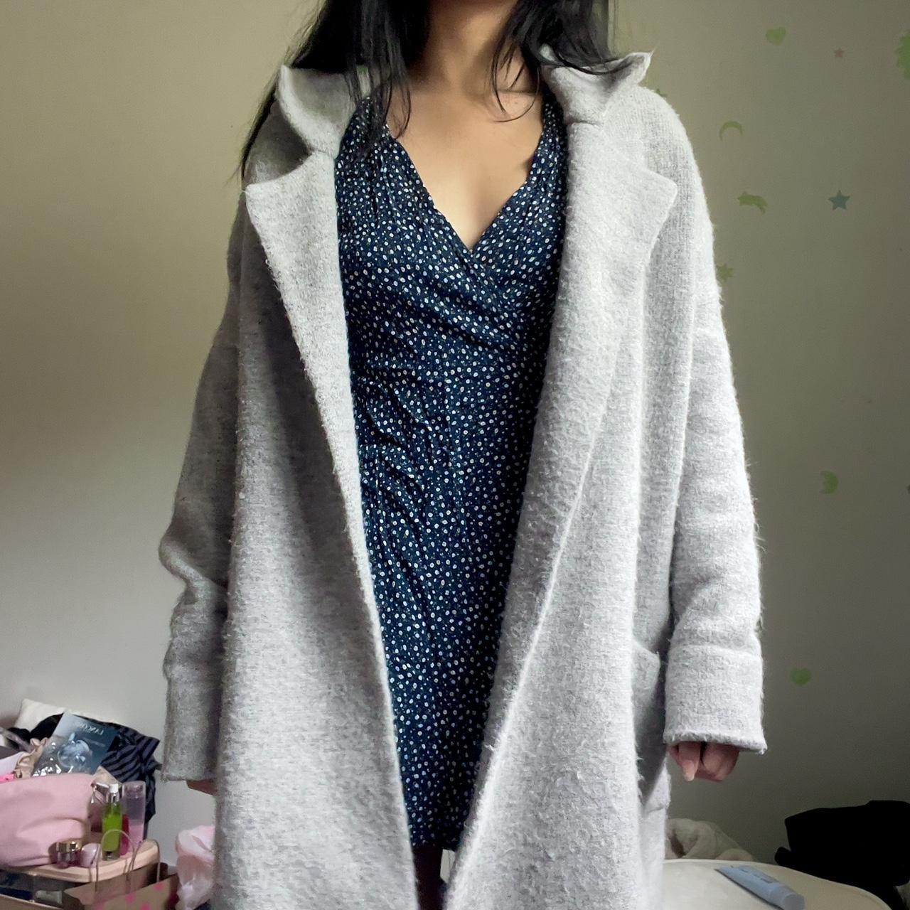 Brandy Melville Kennedy Grey Wool Oversized Open Long shops Coat One Size