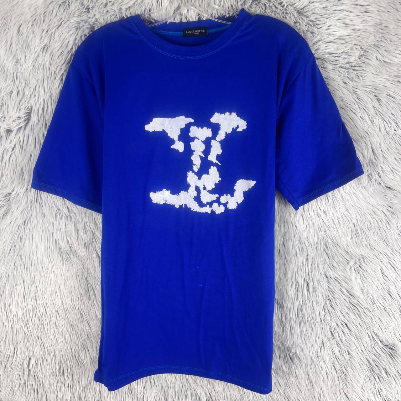LV baby blue monogram shirt size: medium length: - Depop