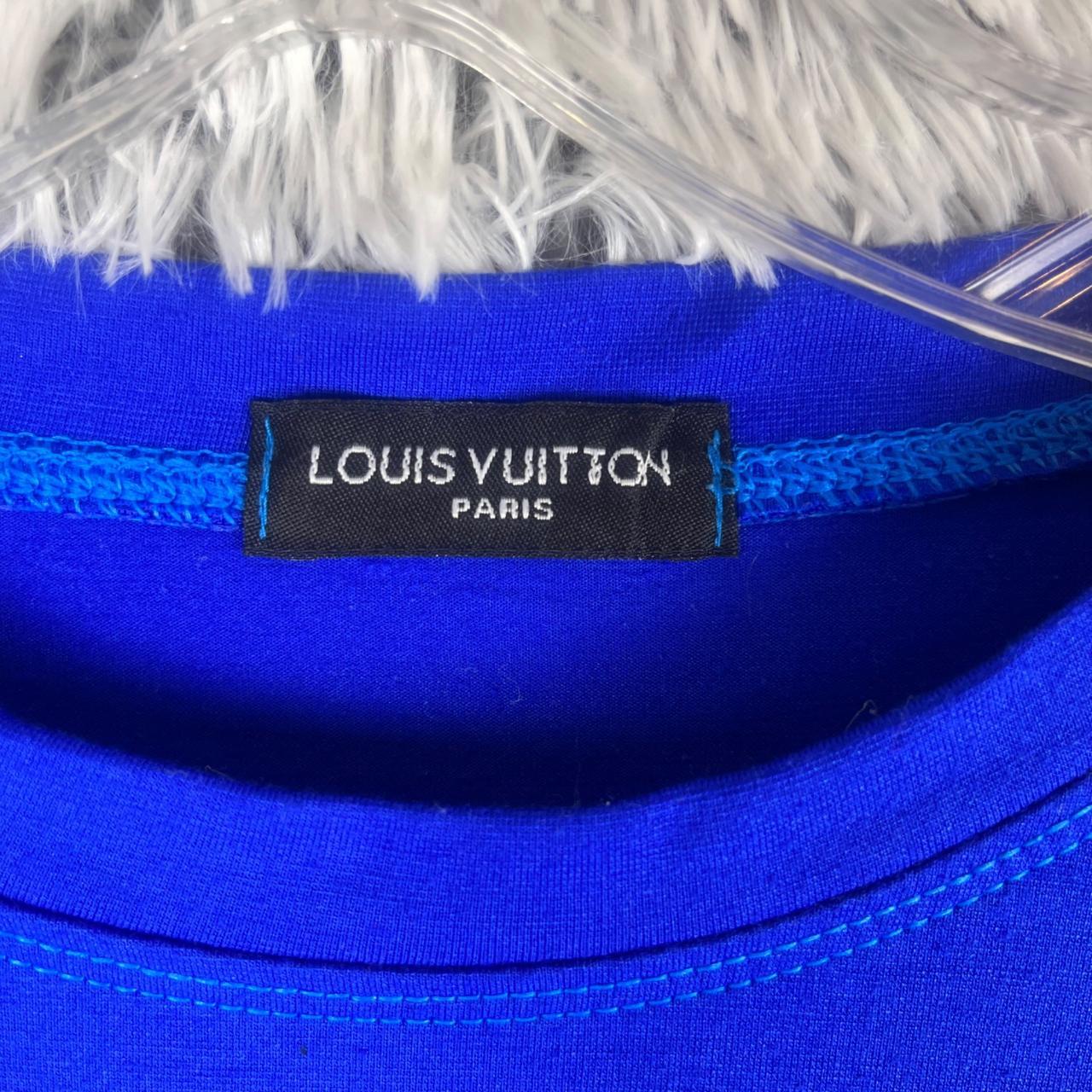 Louis Vuitton blue Knit T-Shirt Worn with care Made - Depop
