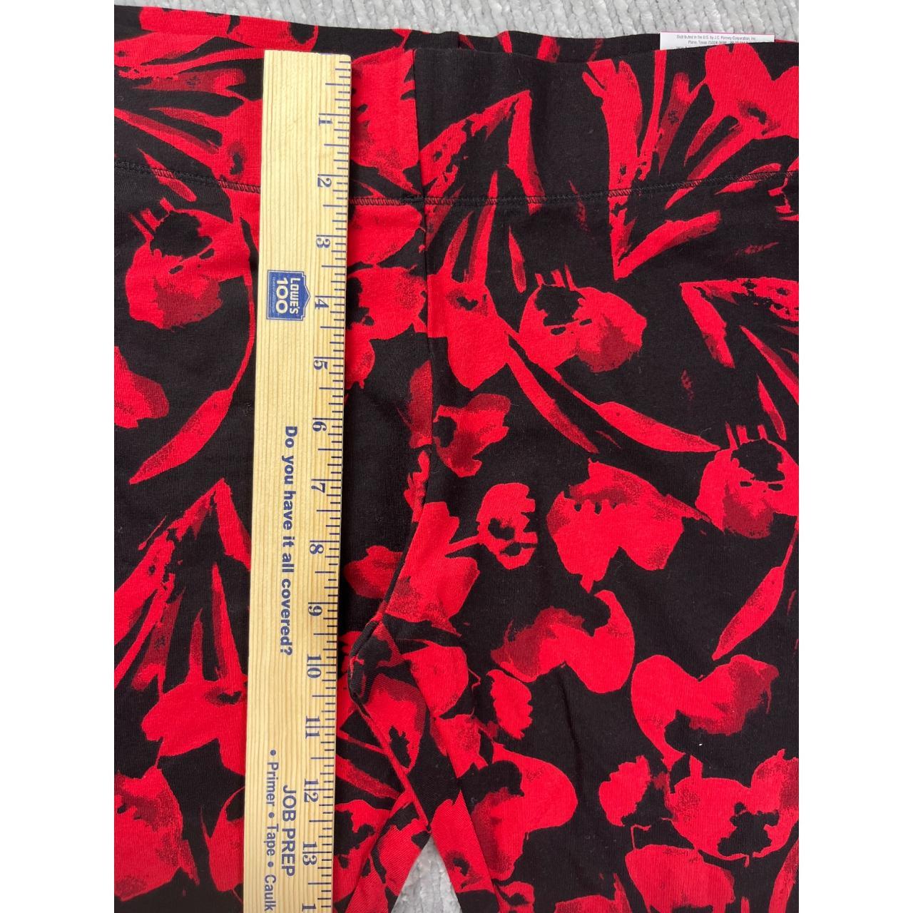 Mixit Leggings Woman Medium Red Floral Full Length - Depop