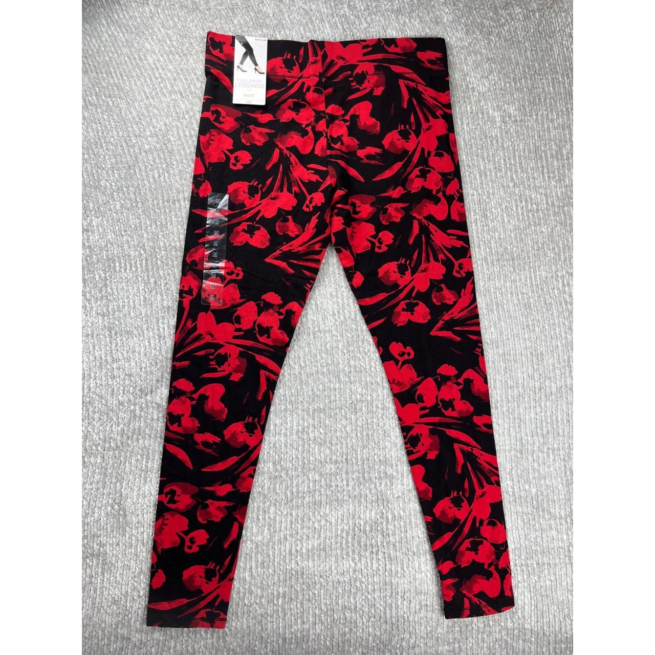 Mixit Leggings Woman Medium Red Floral Full Length - Depop