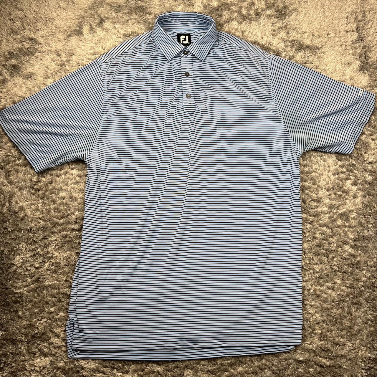 Footjoy Shirt Men Large Blue Stripped Short Sleeve... - Depop