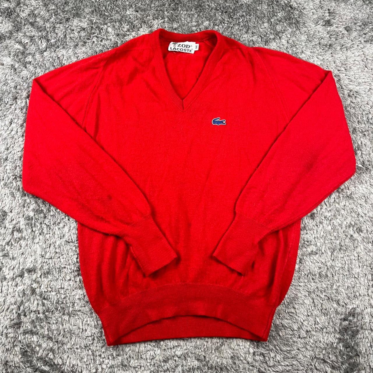 Vintage Izod Lacoste Sweater Men Medium Red RARE... - Depop