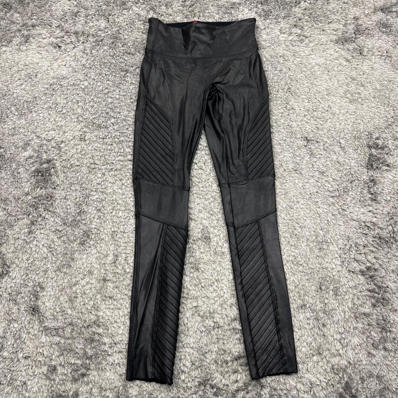 Spanx Pant Woman Extra Small XS Black Faux Leather - Depop