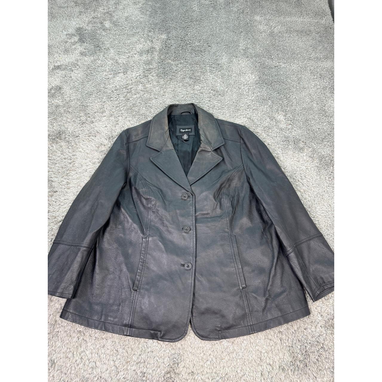 Maggie Barnes Leather Jacket Womans 1X 18 20 Black. Depop