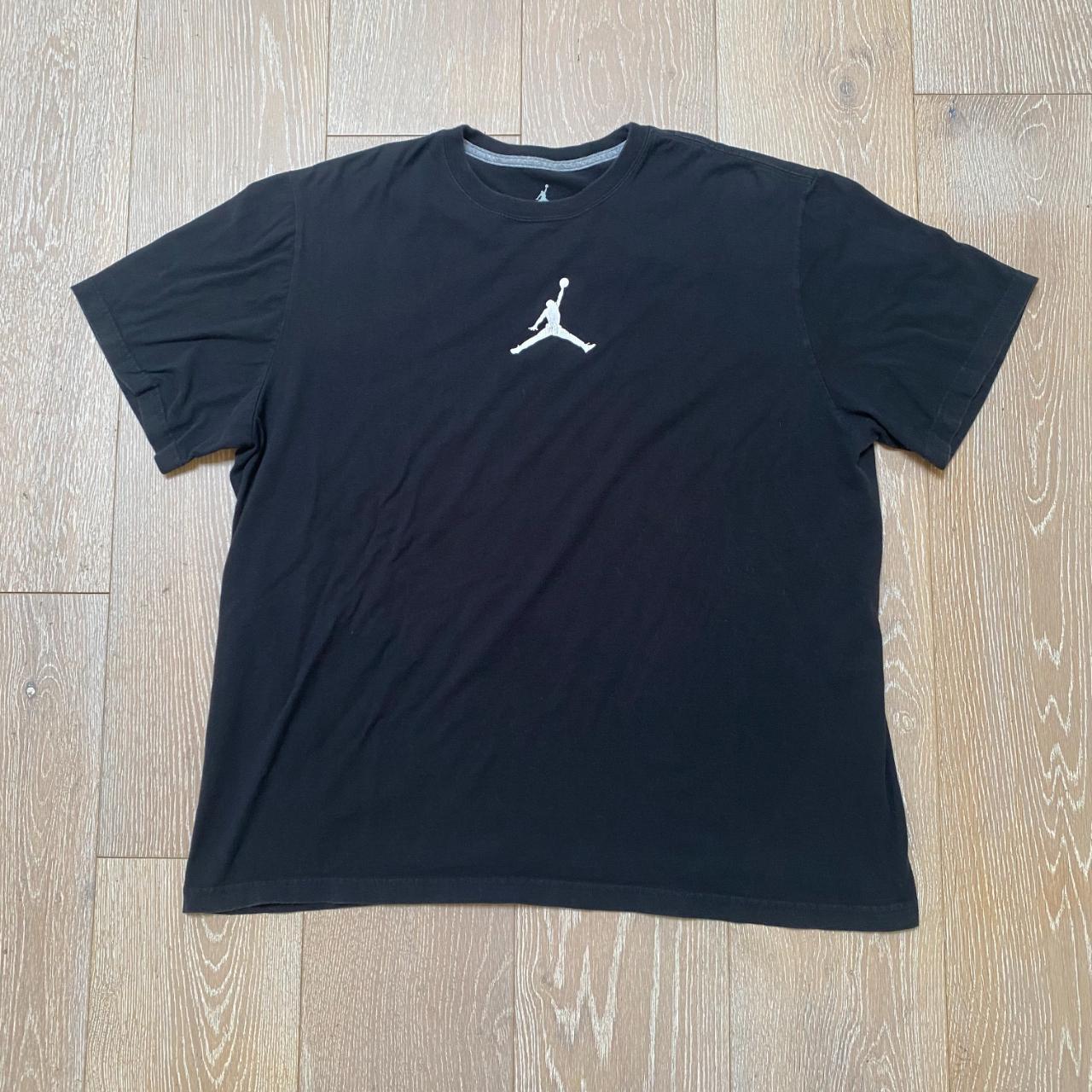 Jordan Men's Black and White T-shirt | Depop