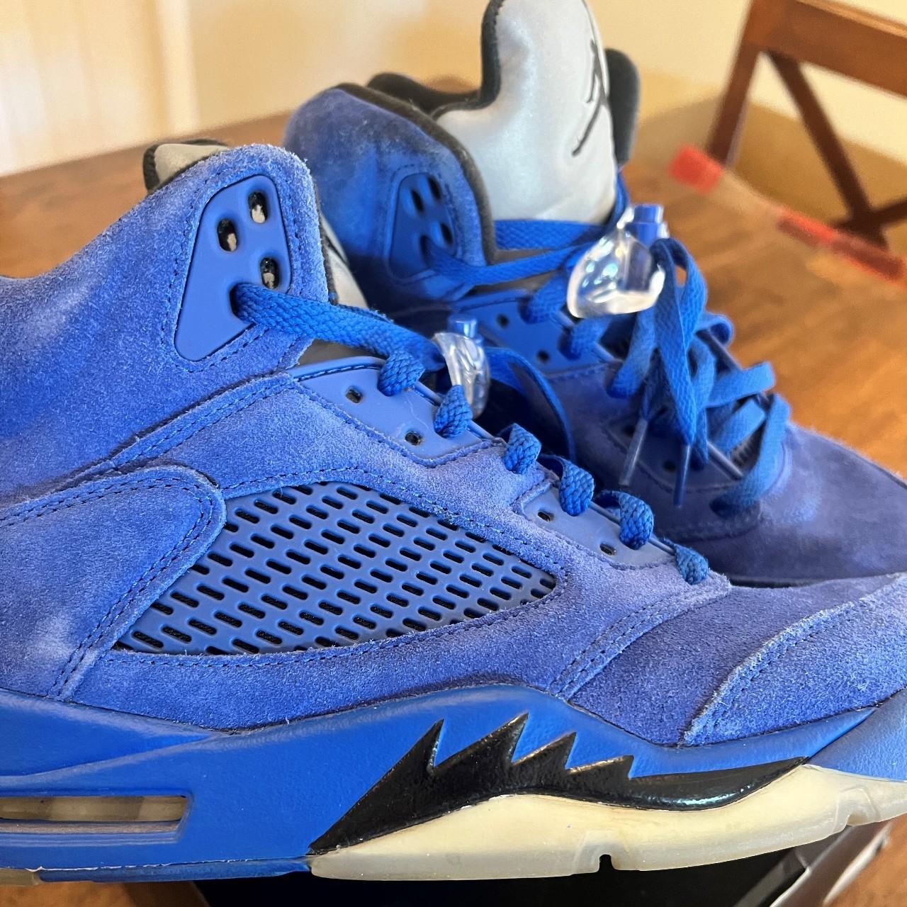 jordan retro 5 blue suede men's shoe