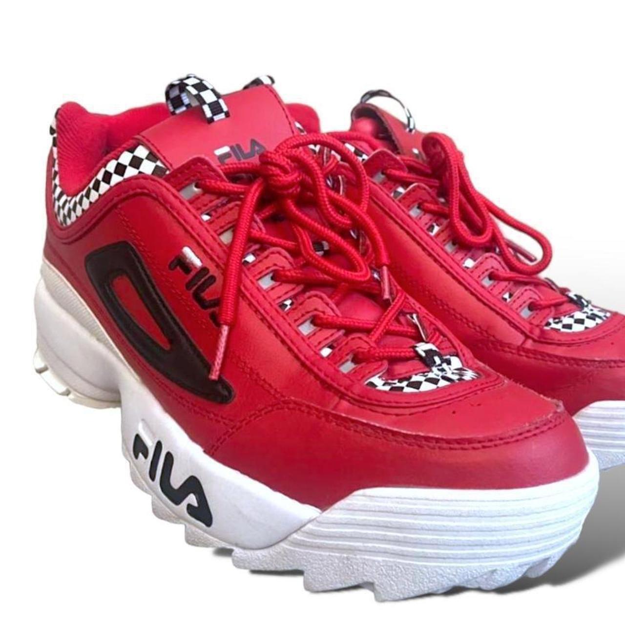 Fila Disruptor II red and white checkered