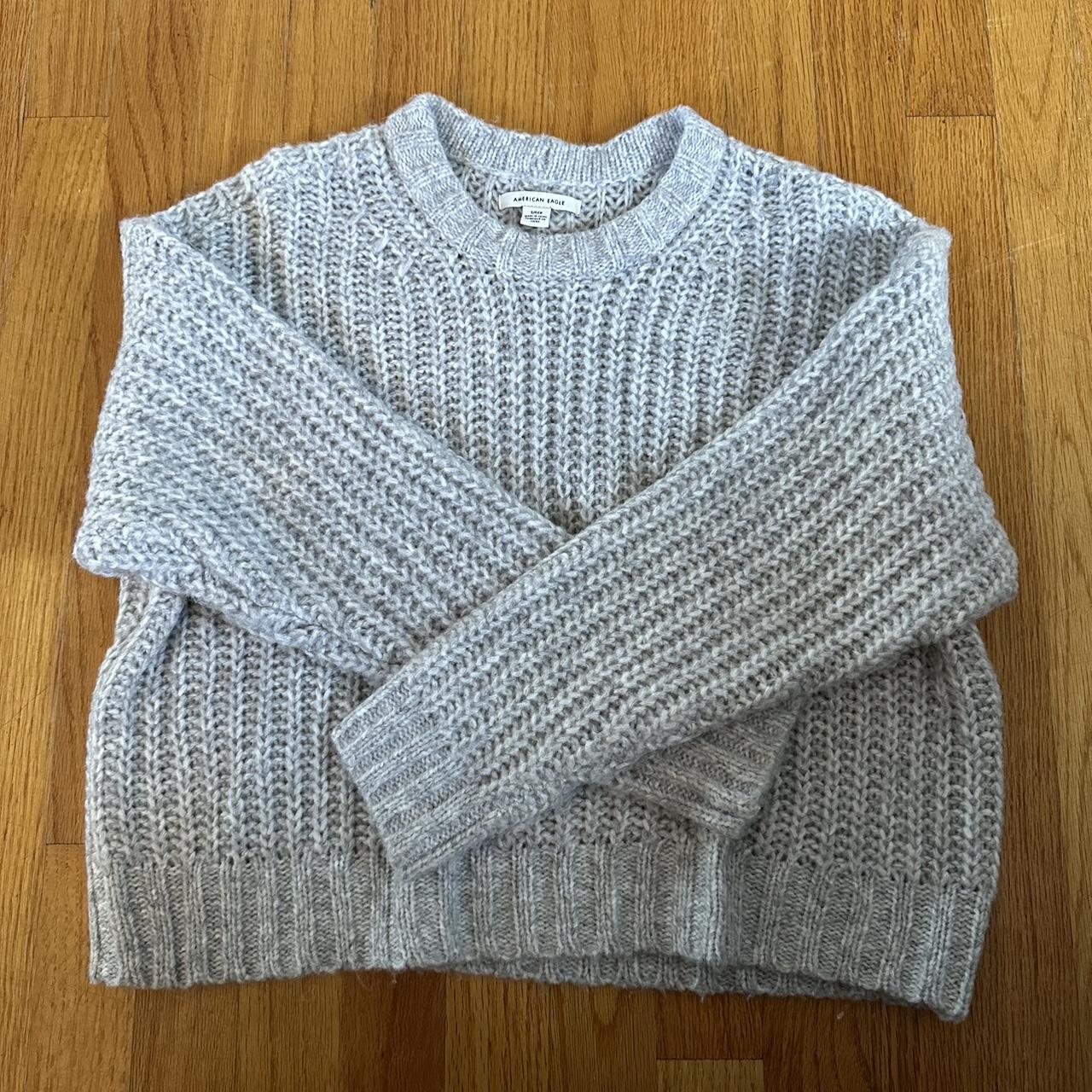 American eagle gray knit sweater Size small #ae - Depop