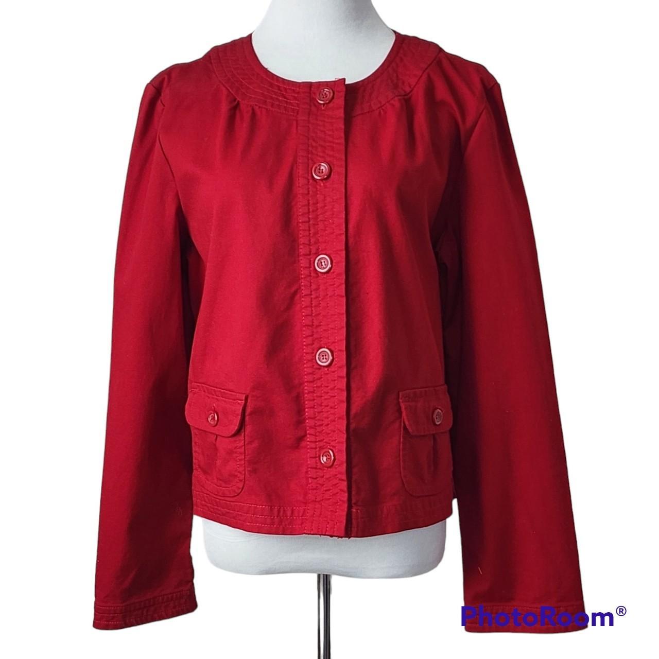 CHARTER CLUB Jacket Red Cotton Denim Buttons Pockets... - Depop