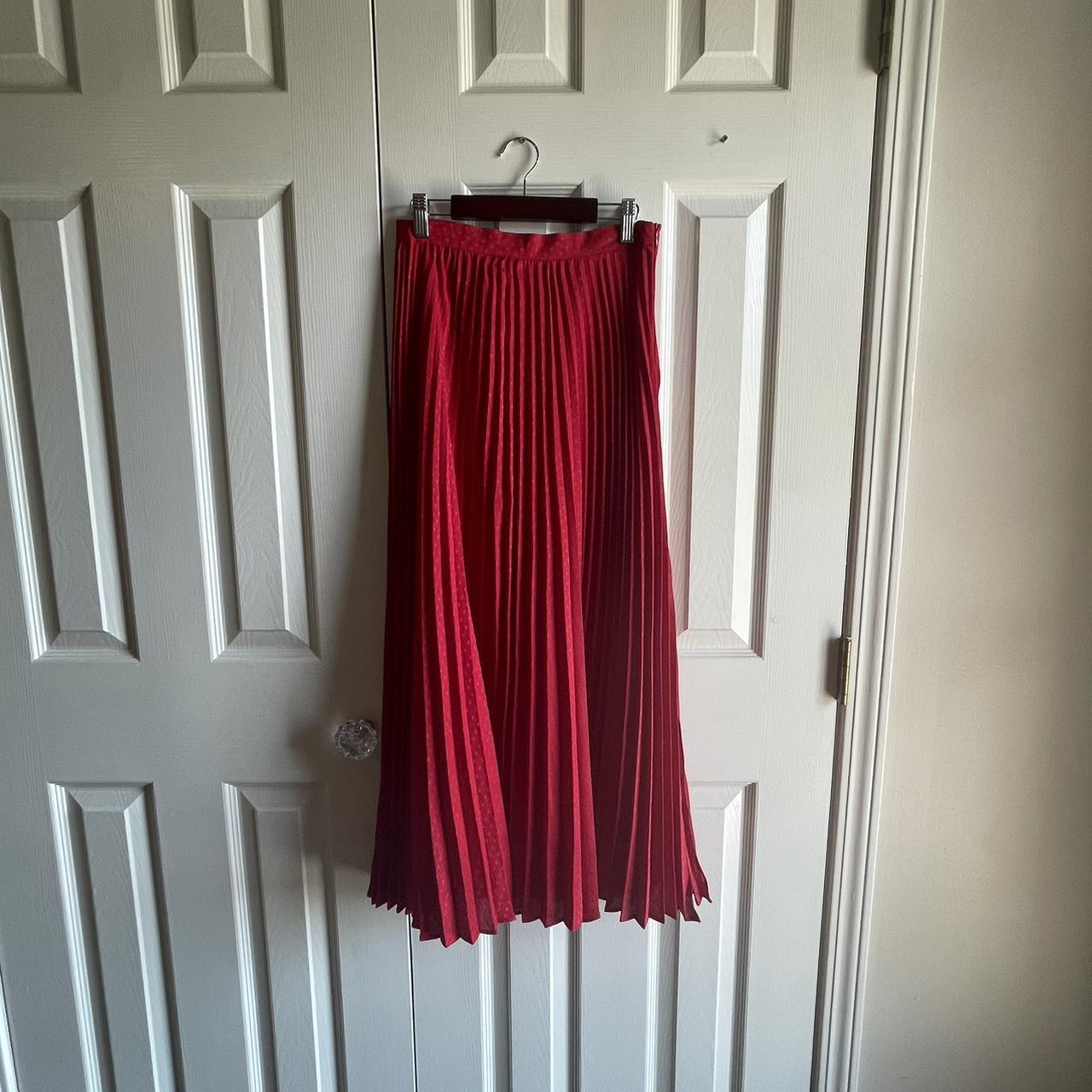 Chelsea & Violet Pleated Red Maxi Skirt with... - Depop