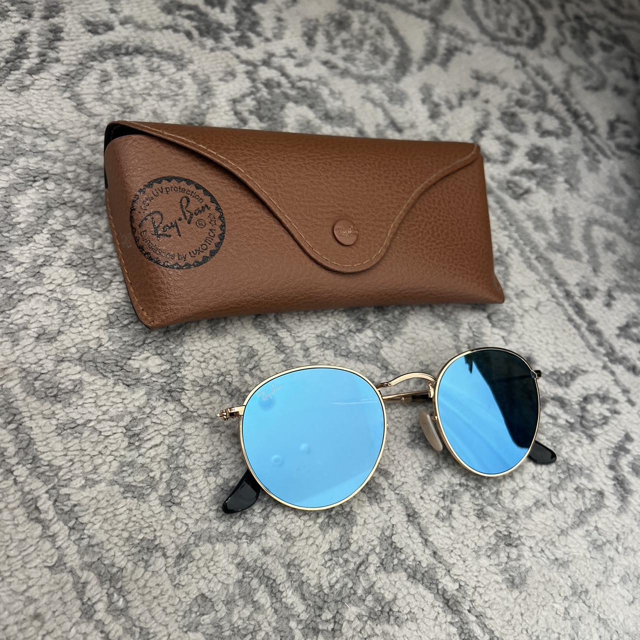 Ray Ban blue round sunglasses. In great condition... - Depop