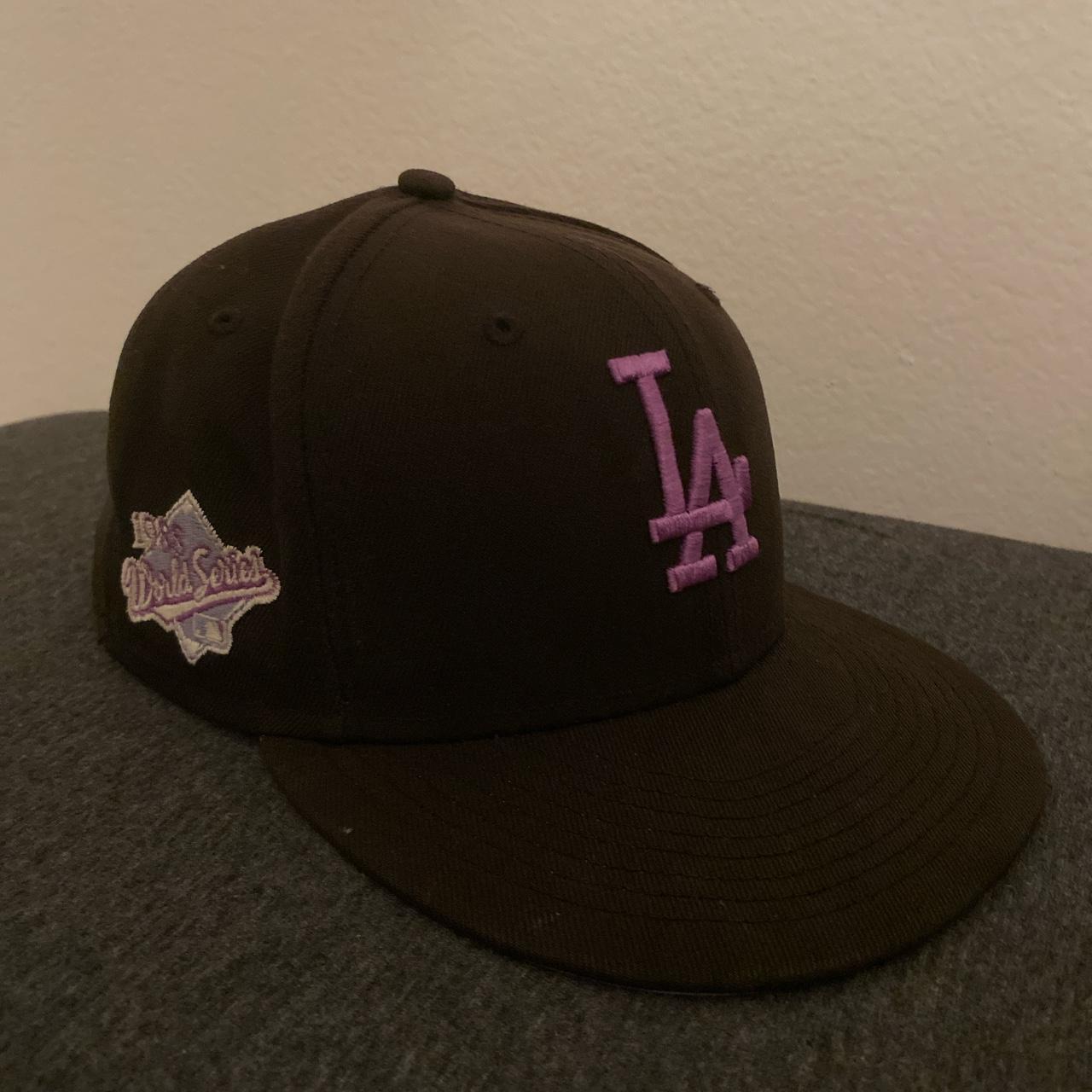 WORN ONCE Pink LA Dodgers Fitted Hat Size: 7 3/8 DM - Depop