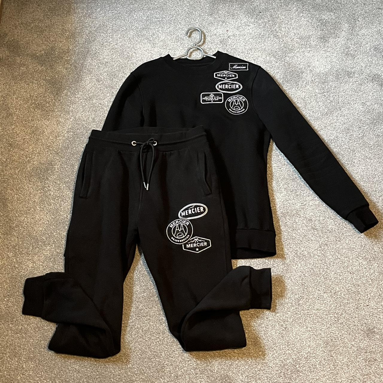 Men's Black and White Joggers-tracksuits | Depop