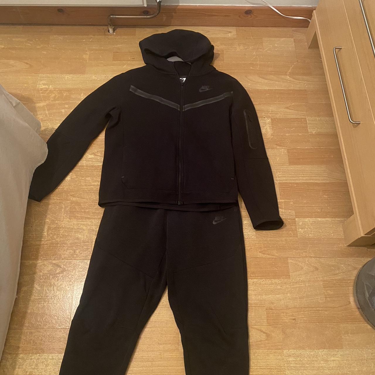 Full Black Tech Fleece Tracksuit Size XL Junior... Depop