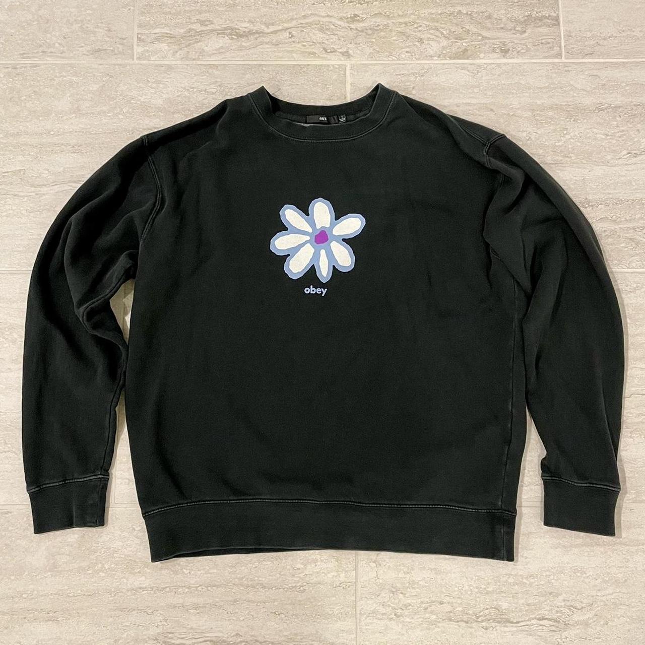 Obey pullover black floral sweater. Very comfortable