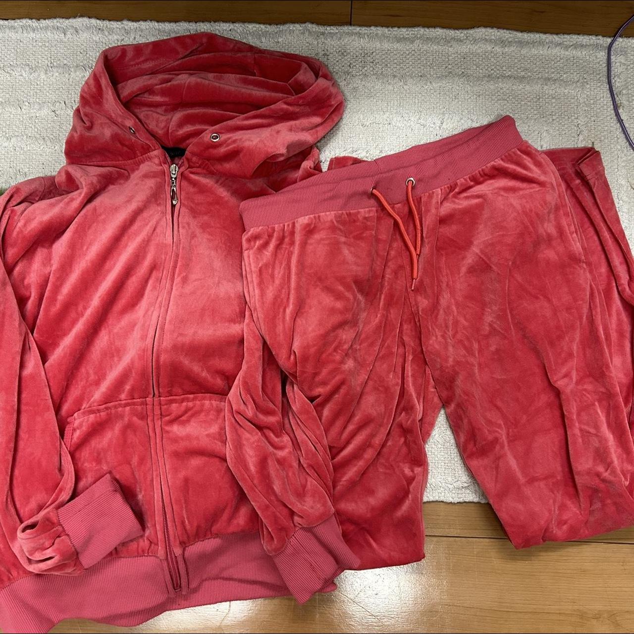 hot pink velour tracksuit. very y2k and great for... Depop