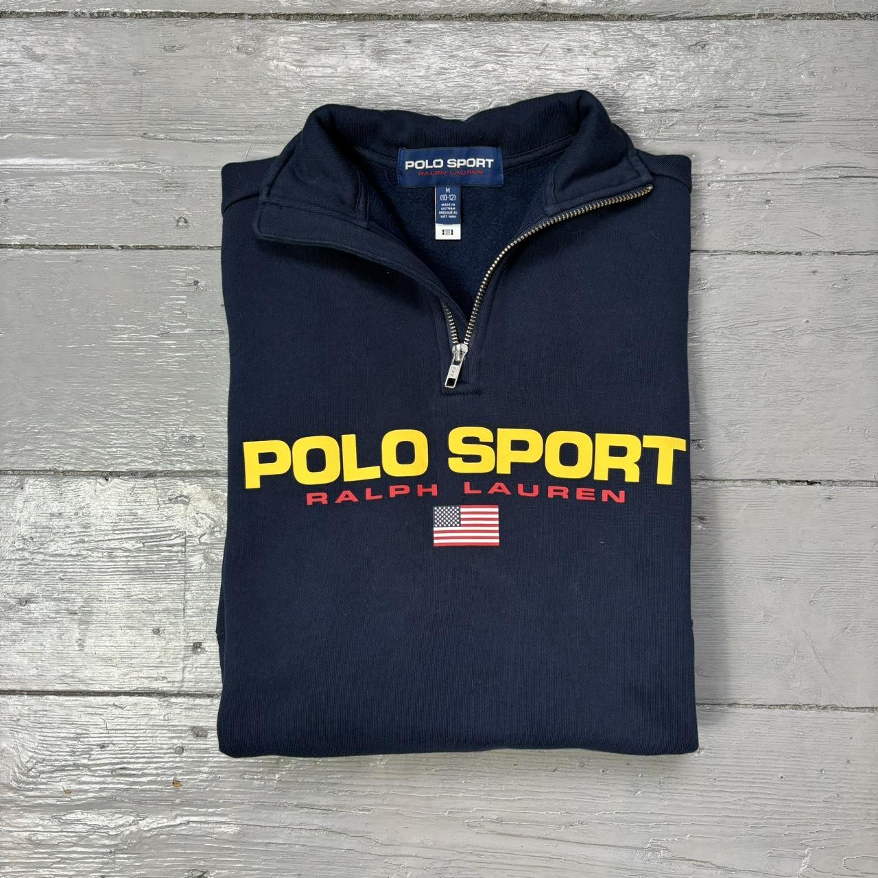 Polo Sport quarter zip sweatshirt in navy with... Depop