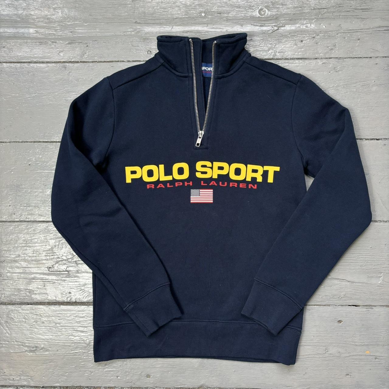 Polo Sport quarter zip sweatshirt in navy with... Depop