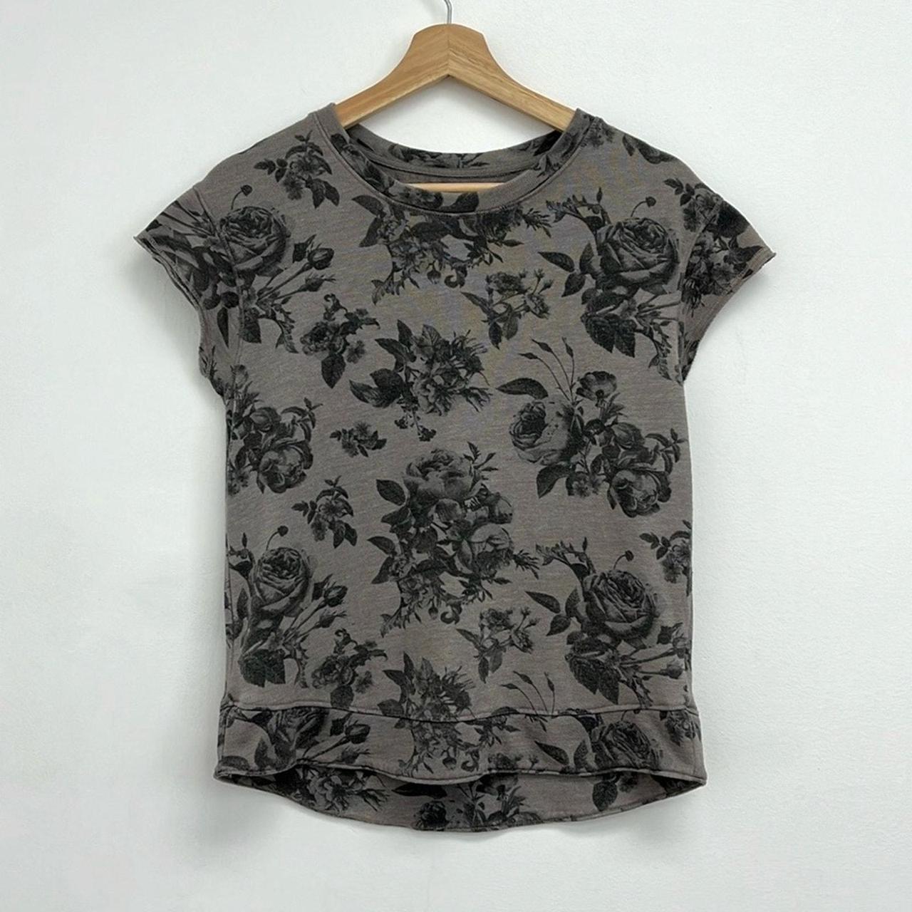 Sundry Floral Rose Cap Sleeve Muscle Sweatshirt