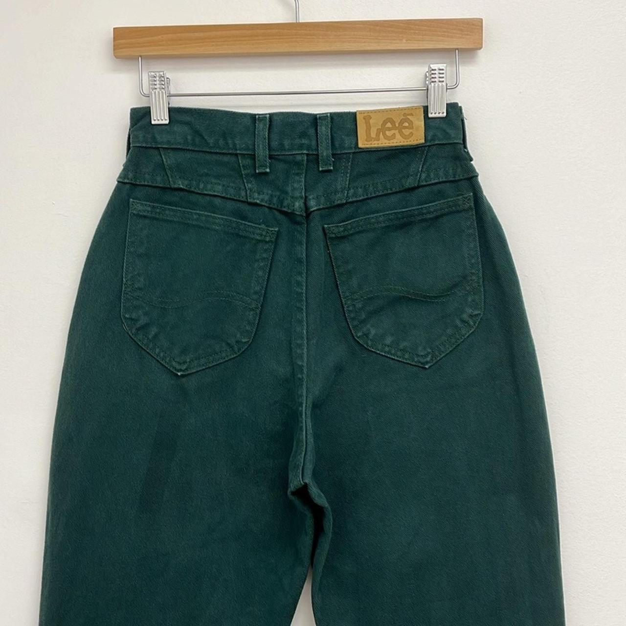 Vintage DEADSTOCK Lee Jeans- polyester ribbed pants- outlet emerald green