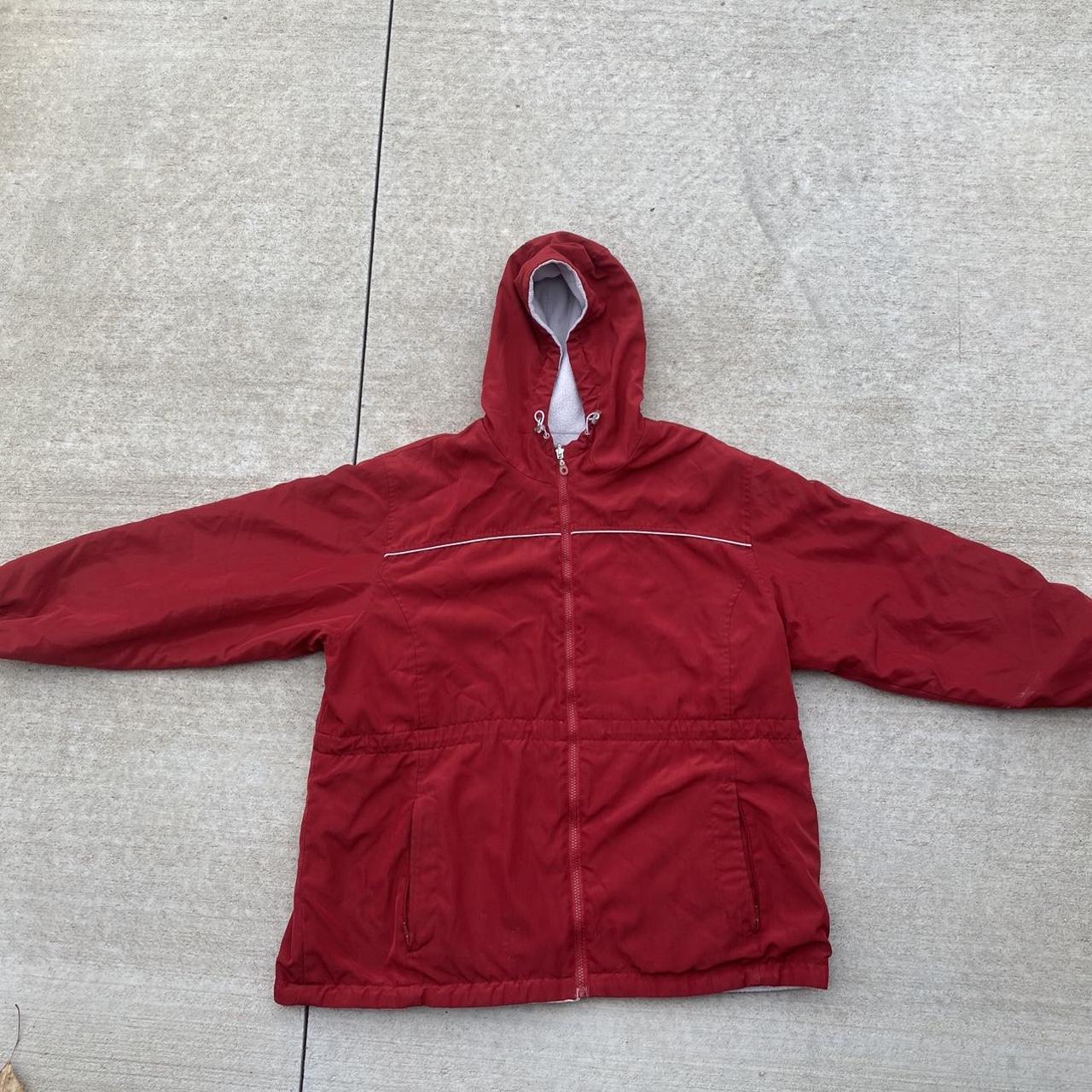 perfect red winter jacket size : large condition :... - Depop