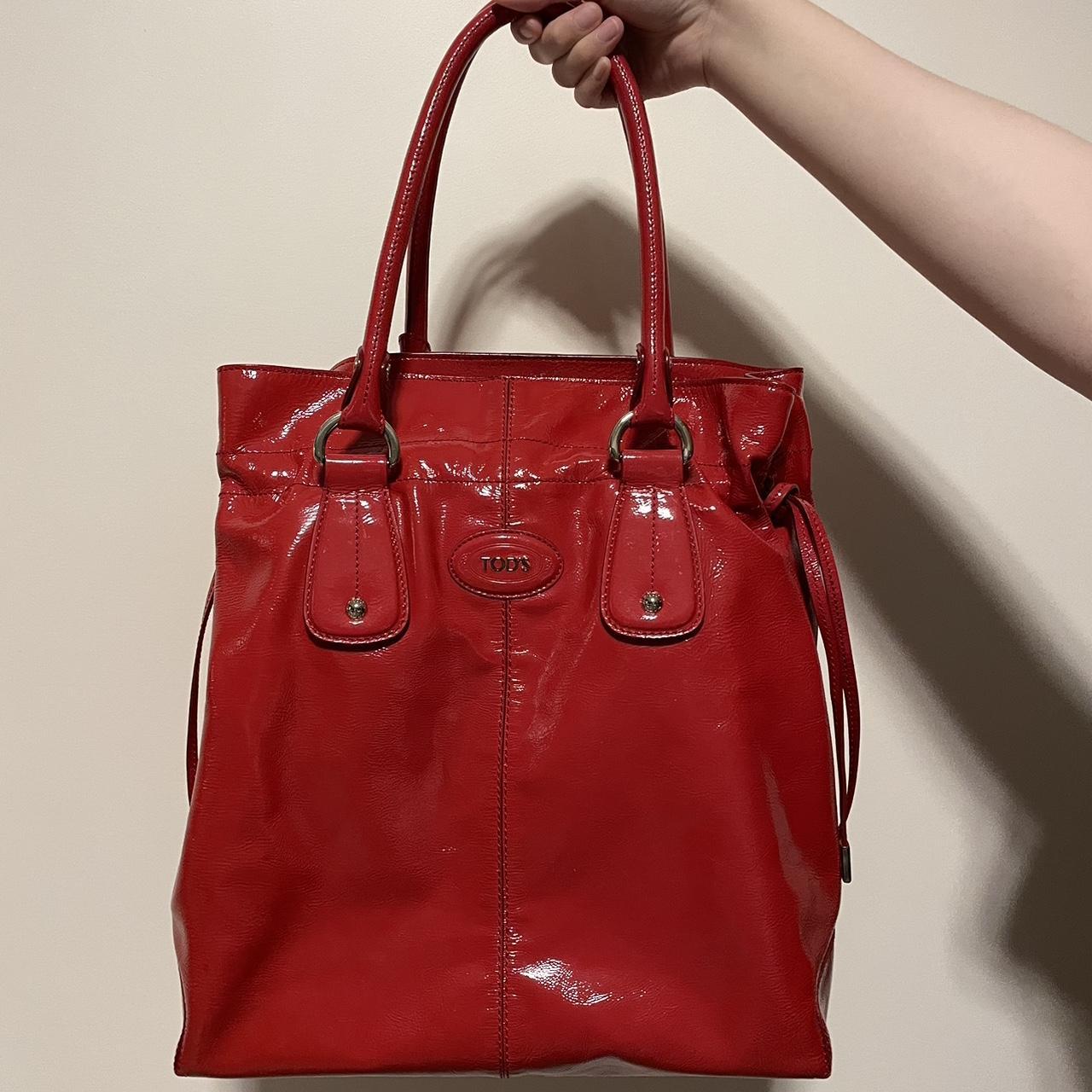 TOD’S Drawstring Handbag Red popular leather