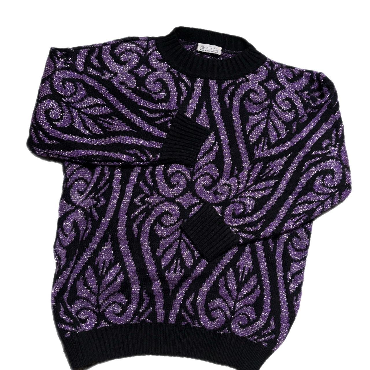 Women's Sweater - Purple/Multi - M – Black and pu… - image 1