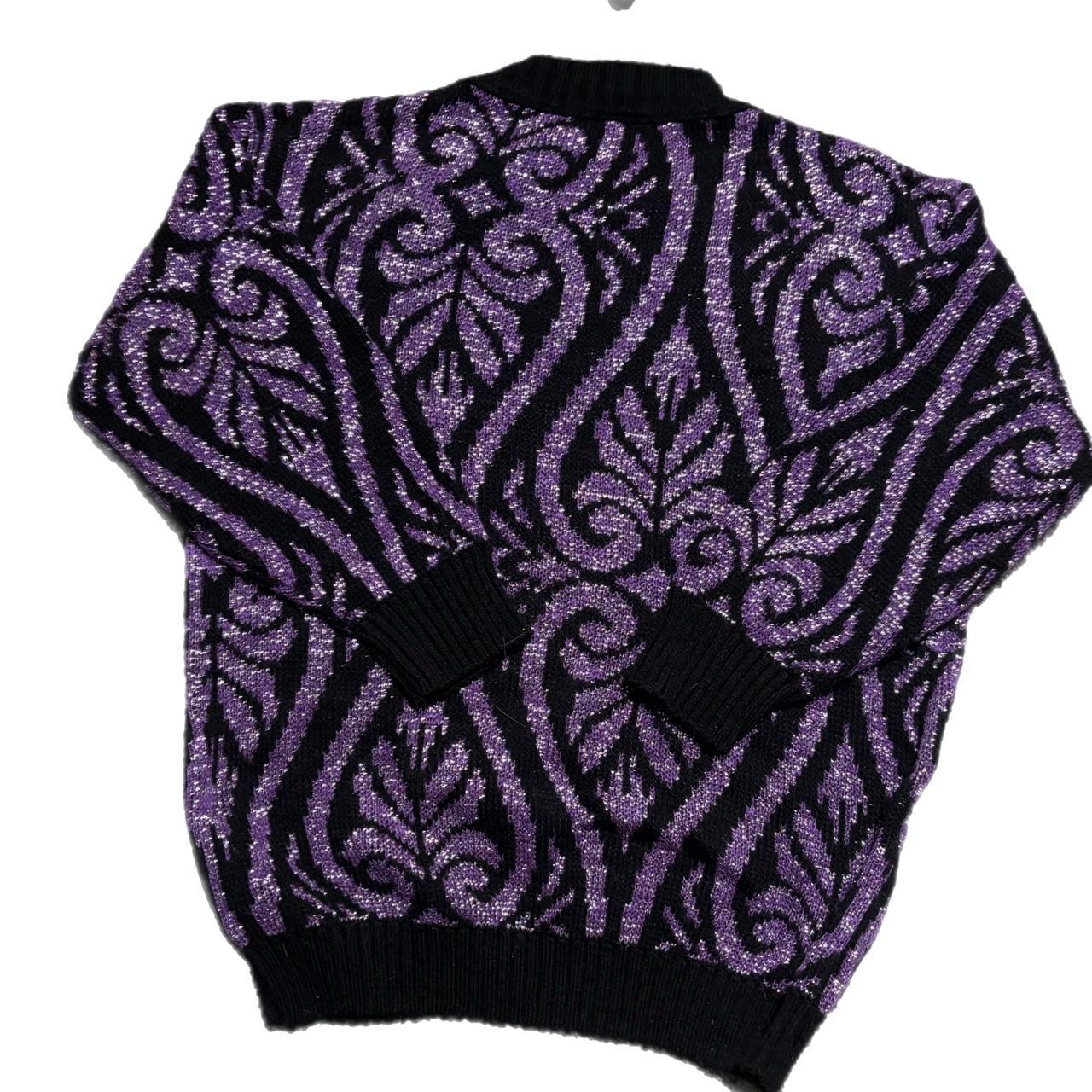 Women's Sweater - Purple/Multi - M – Black and pu… - image 3