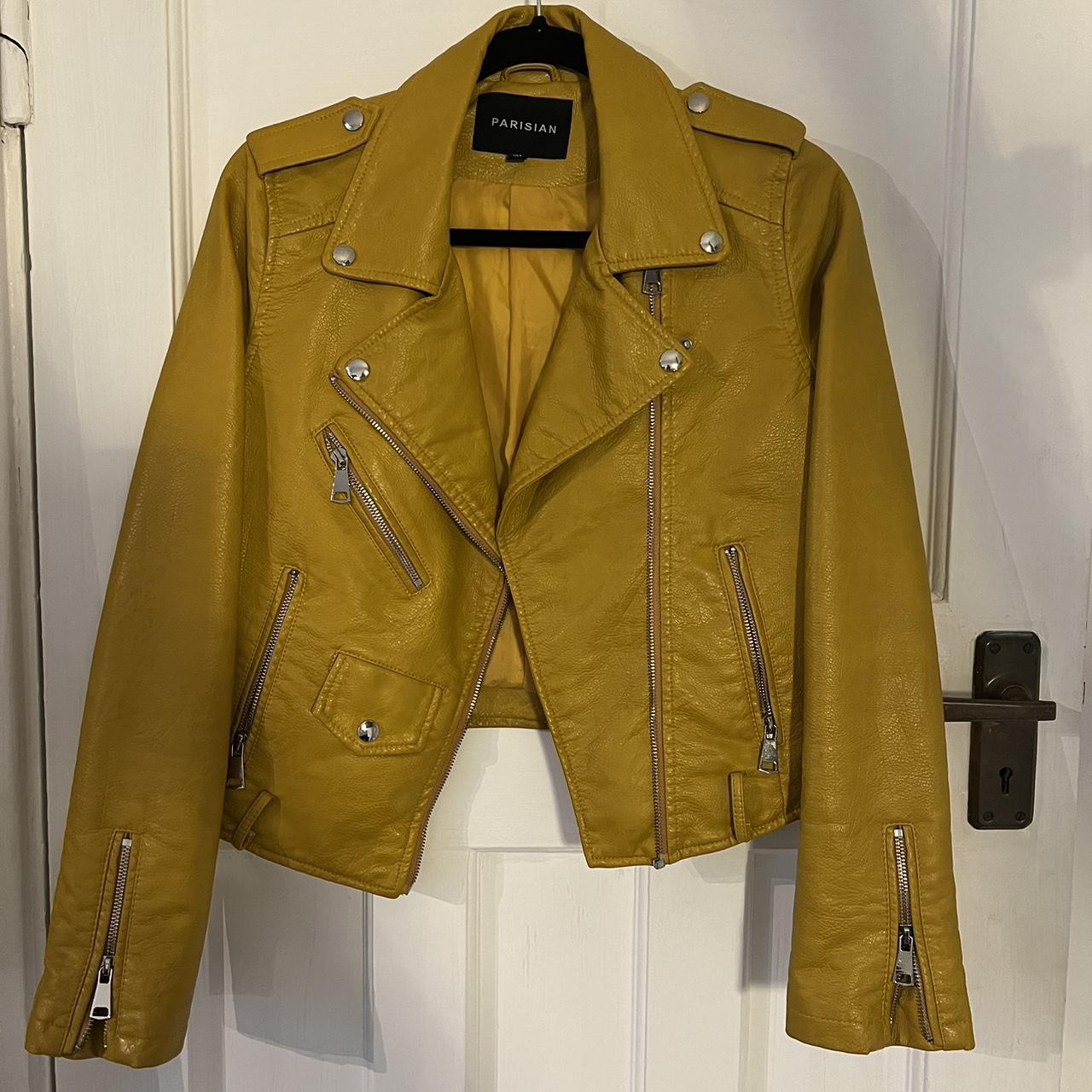 Yellow mustard leather jacket. Perfect condition. UK... Depop