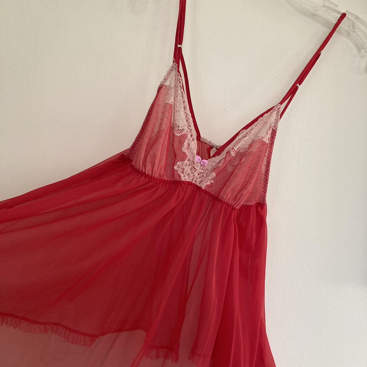 Red Victoria's Secret lace flowy lingerie top. Tbh - Depop