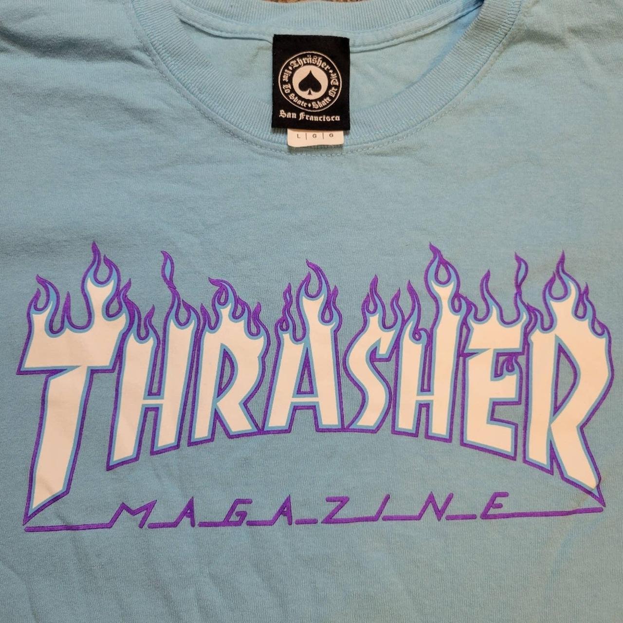 Thrasher Magazine Blue Purple Flames Large 20.5x28.5 - Depop