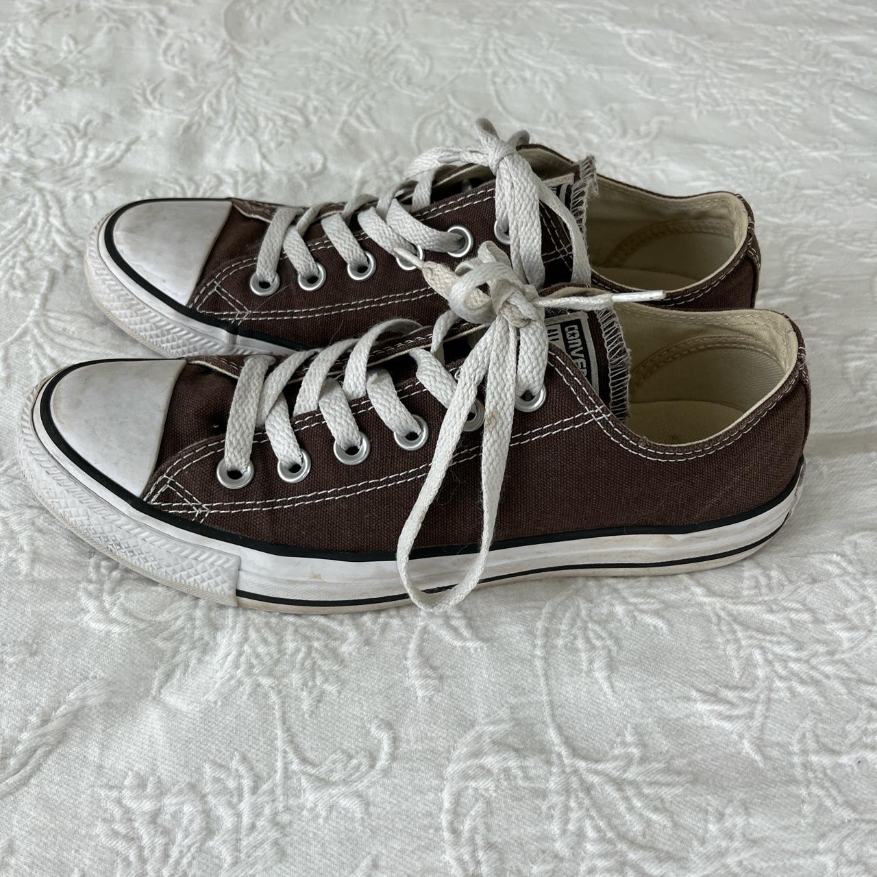 Converse Women's Brown and White Trainers | Depop