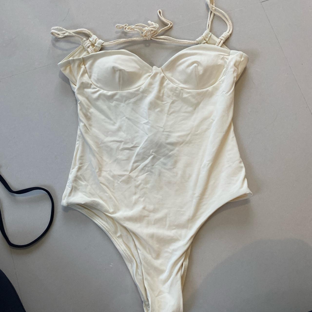 beautiful one piece cream swimsuit!! - size xsmall -... - Depop
