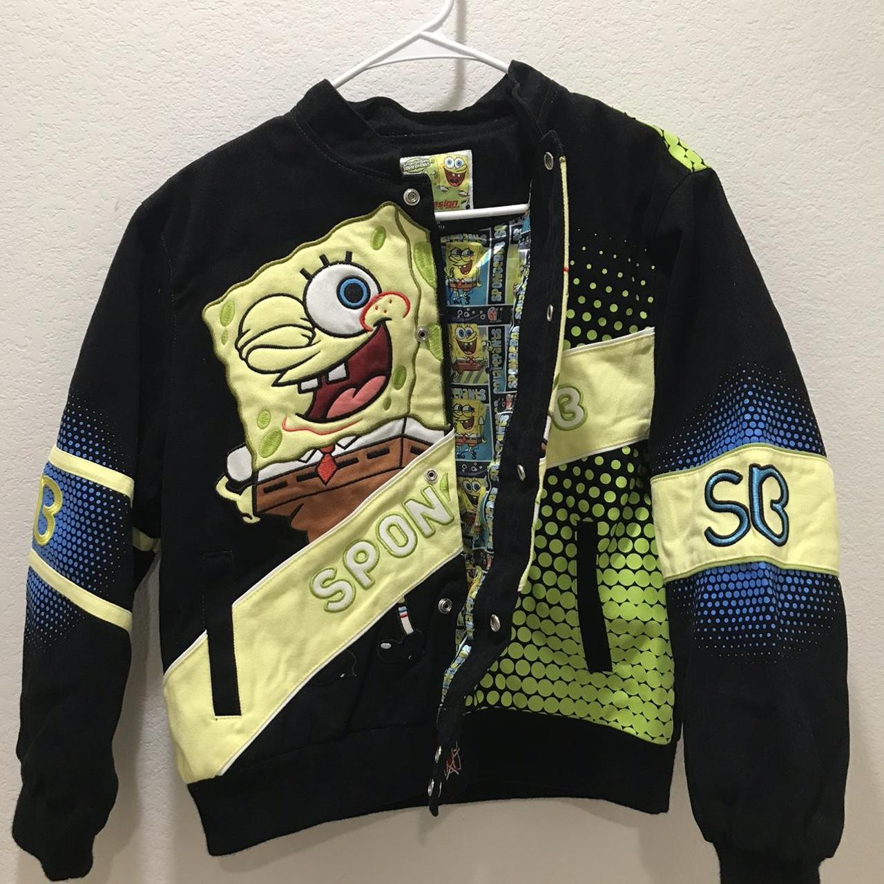 🚨CROSS POSTED🚨 RARE SpongeBob Daytona varsity jacket... - Depop