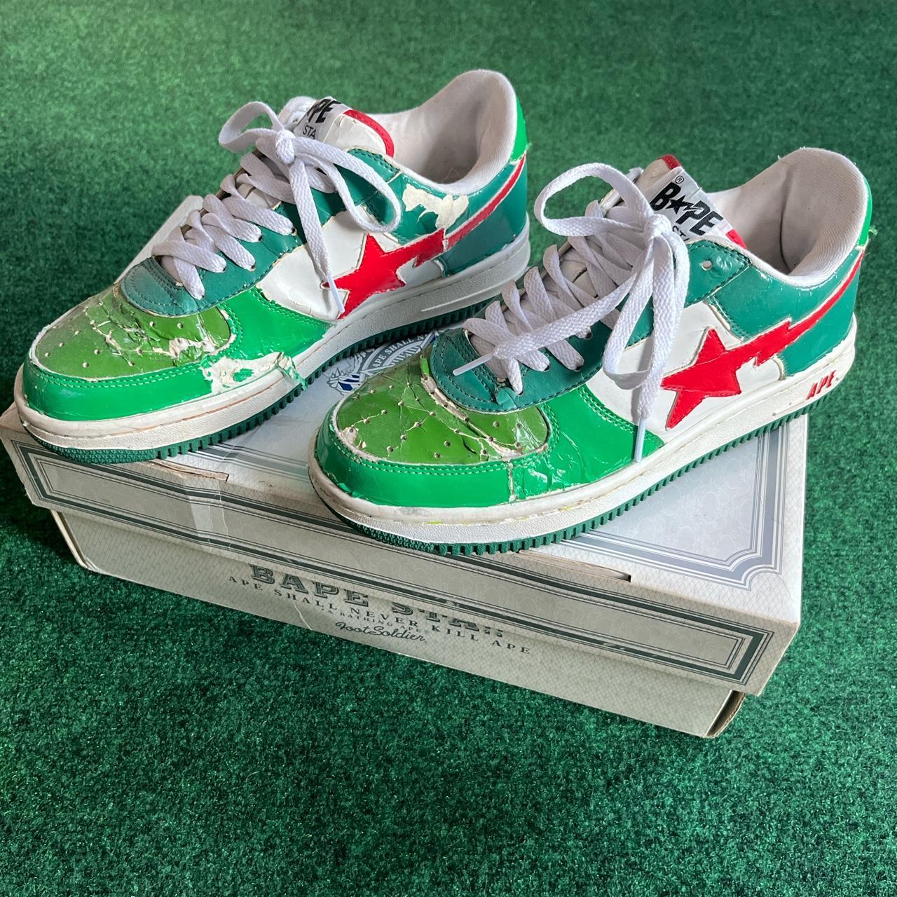 Early 200s Red and Green Bapestas With Original... - Depop