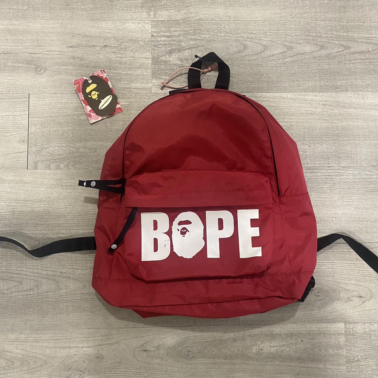 White bape-backpack - Depop
