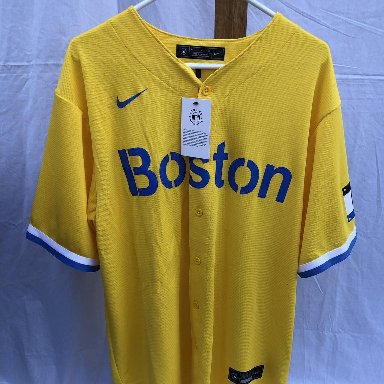 Men's Nike Rafael Devers Gold/Light Blue Boston Red Sox City Connect Replica Player Jersey, XL